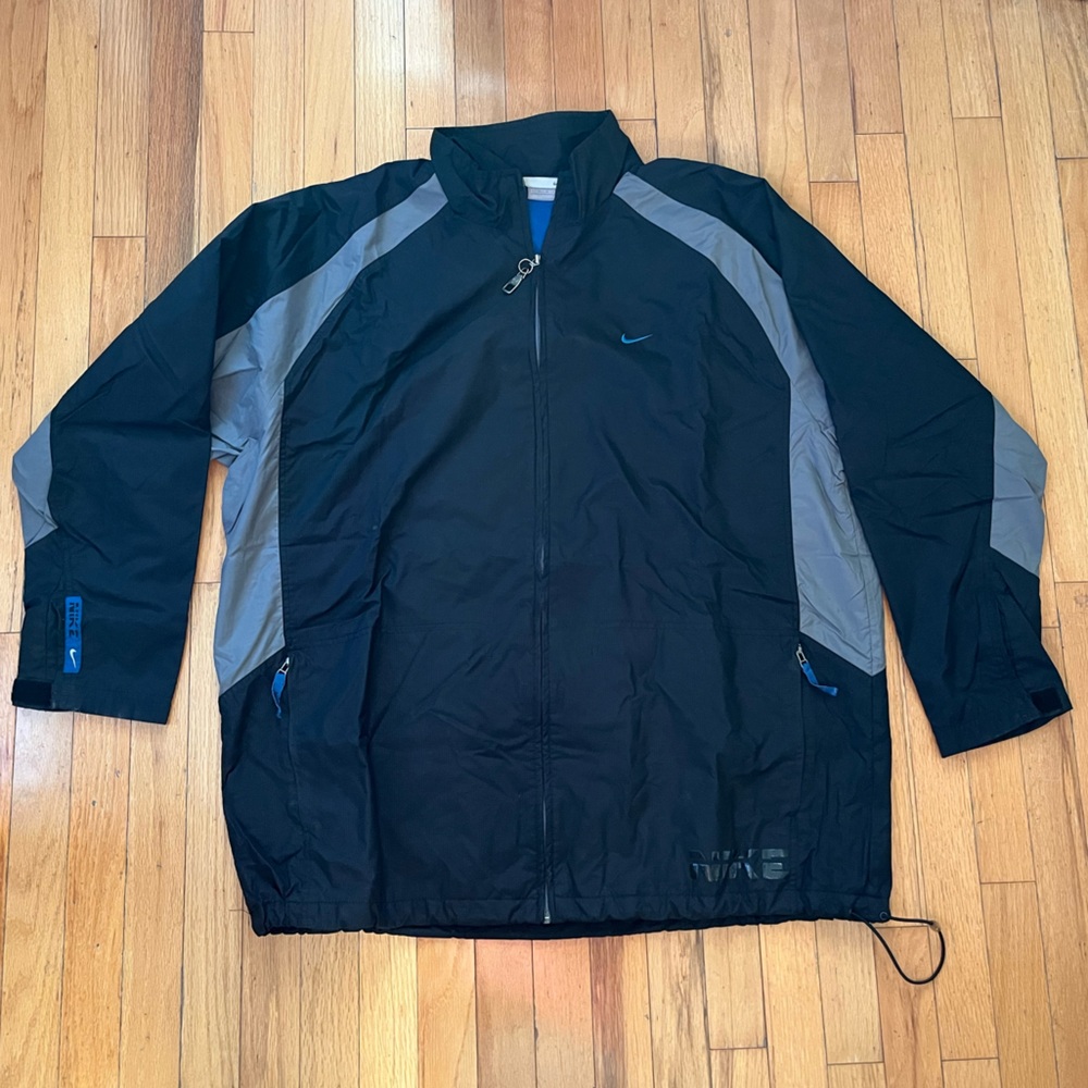 VTG Y2K Nike Colorblock Windbreaker Small Swoosh Logo Full Zip Gray Tag Pockets
